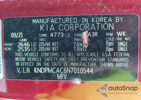 2022 Kia Sportage Lx из США, поврежденный, VIN KNDPMCAC6N7010544